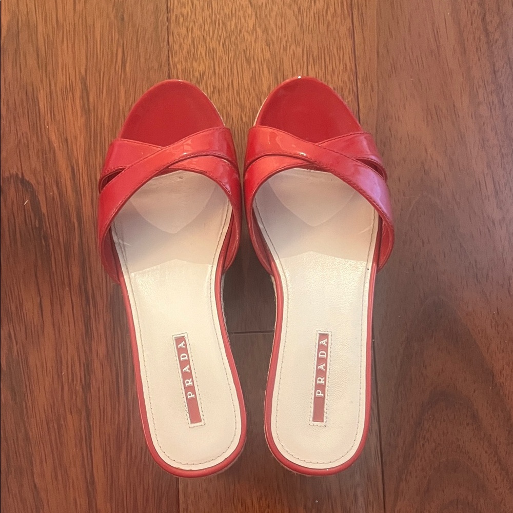 Prada Women's Red Leather Mules